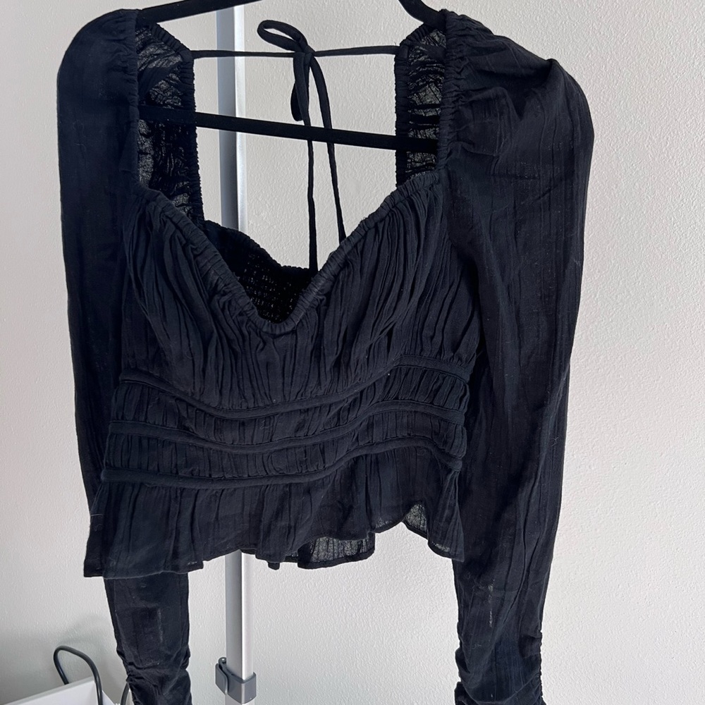 Black Long Sleeve Free People Top